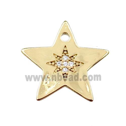 copper star pendant pave zircon, gold plated