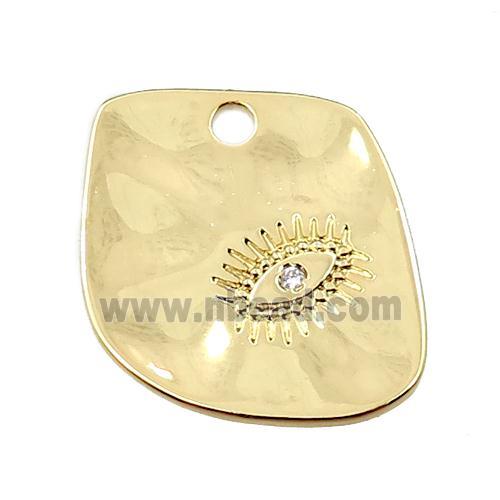 copper eye charm pendant pave zircon, gold plated