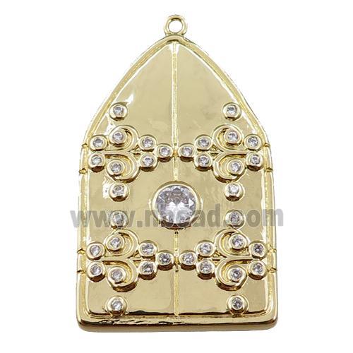 copper house pendant pave zircon, gold plated