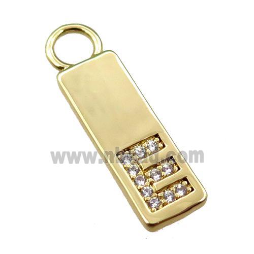 copper rectangle pendant pave zircon, gold plated