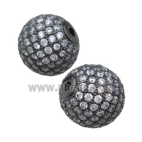 round copper beads paved zircon, black plated