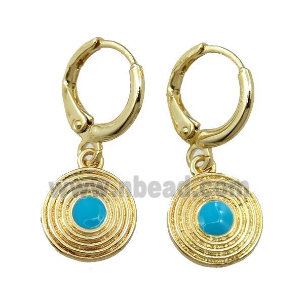 copper Hoop Earrings with enameled, gold plated