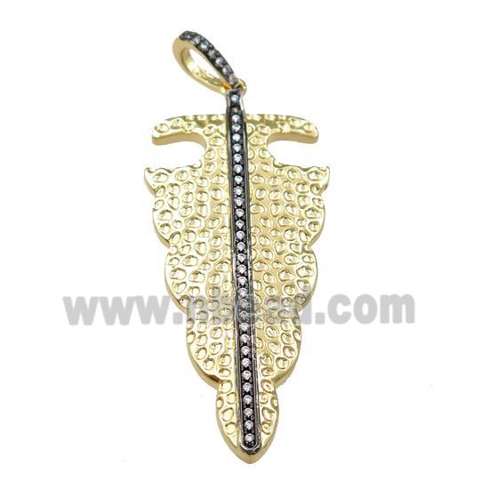 copper pendant pave zircon, gold plated