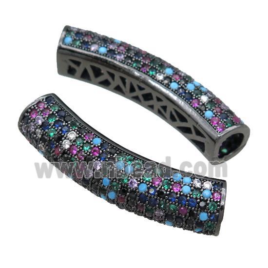 copper tube beads pave zircon, black plated