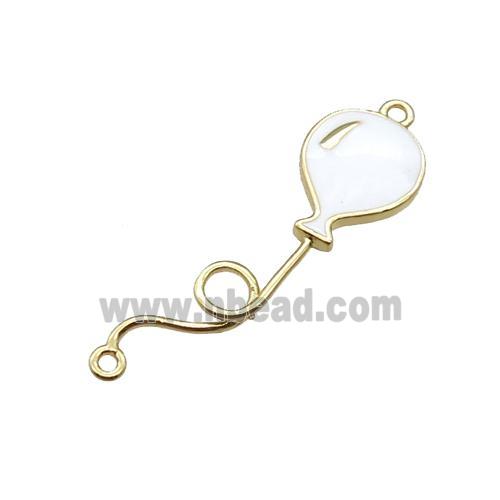 copper ballon charm pendant, white enameled, gold plated