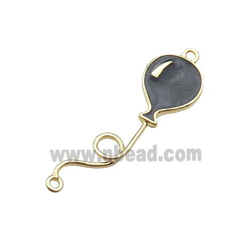 copper ballon charm pendant, black enameled, gold plated