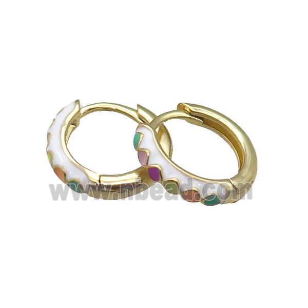 copper Hoop Earrings with enameled, gold plated