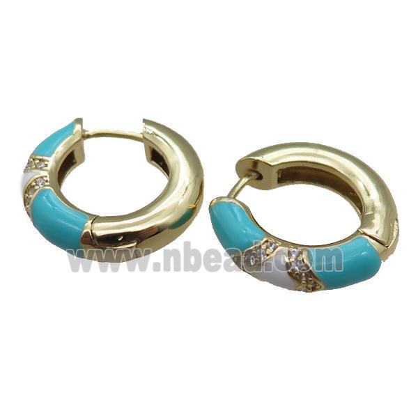 copper Hoop Earrings with enameled, gold plated