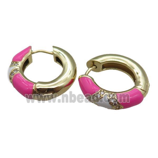 copper Hoop Earrings with enameled, gold plated