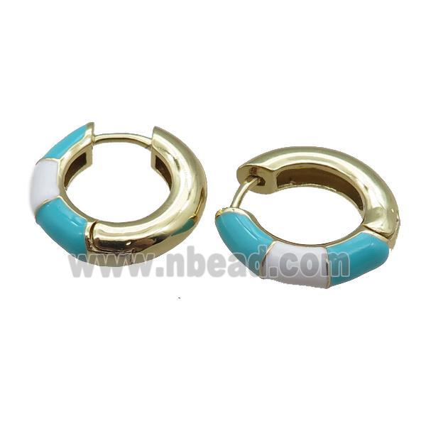 copper Hoop Earrings with enameled, gold plated