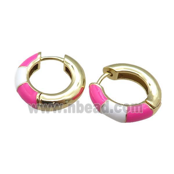 copper Hoop Earrings with enameled, gold plated