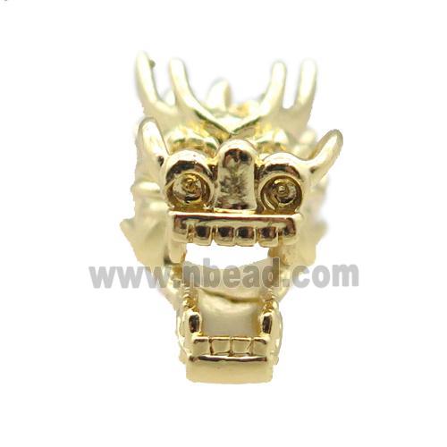 copper dragonhead charm beads, gold plated