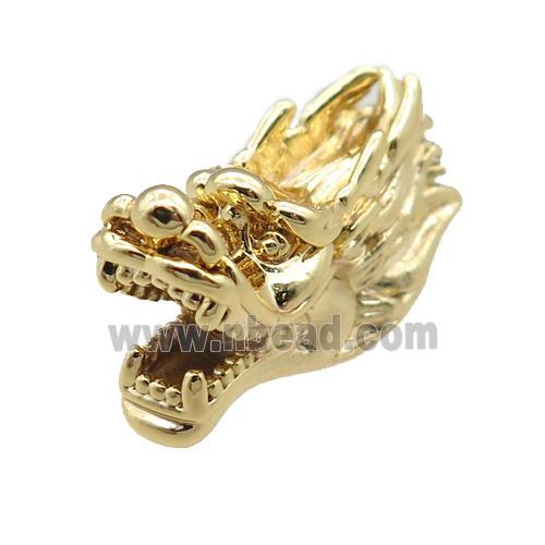 copper dragonhead charm beads, gold plated