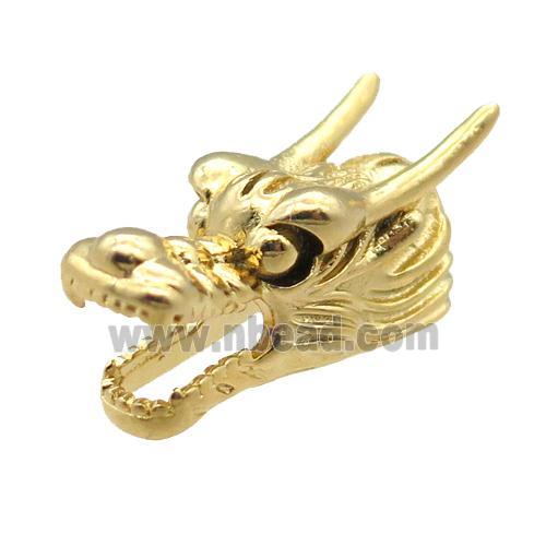 copper dragonhead charm beads, gold plated