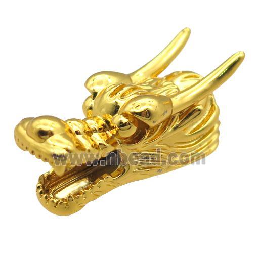 copper dragonhead charm beads, gold plated