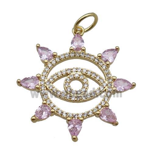 copper eye pendant pave zircon, gold plated