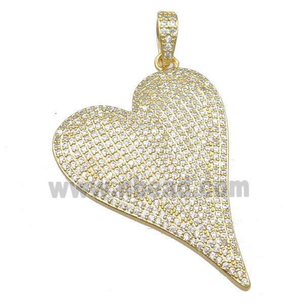 copper heart pendant pave zircon, gold plated