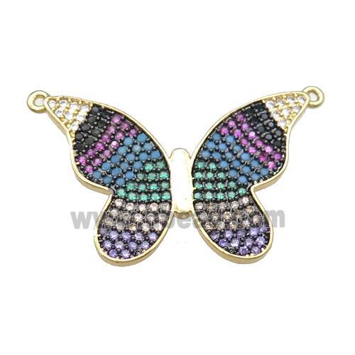 copper butterfly pendant pave zircon, gold plated