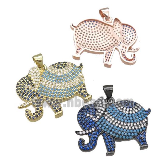 copper elephant pendant pave zircon, mixed