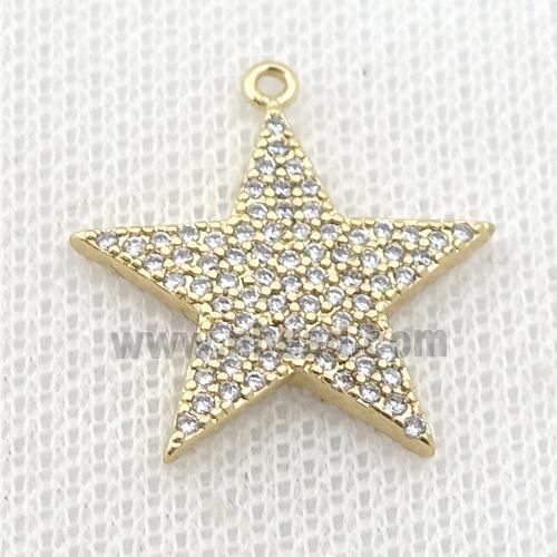 copper star pendant pave zircon, gold plated