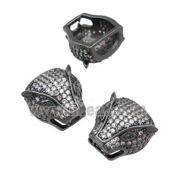 copper leopardhead beads pave zircon, black plated