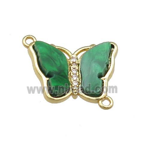 green Resin Butterfly Connector, gold plated