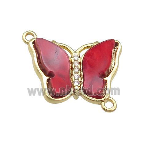 red Resin Butterfly Connector, gold plated