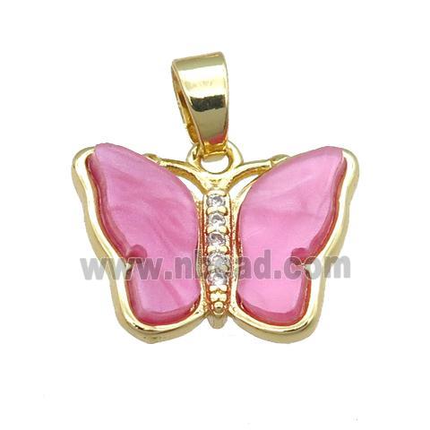 dp.pink Resin Butterfly Pendant, gold plated