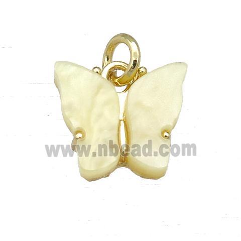 yellow Resin Butterfly Pendant, gold plated