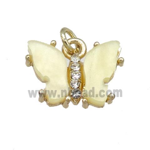 yellow Resin Butterfly Pendant, gold plated