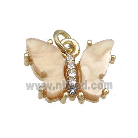 brown Resin Butterfly Pendant, gold plated