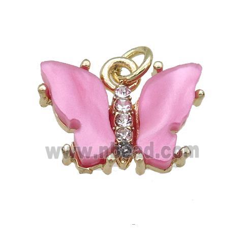 dp.pink Resin Butterfly Pendant, gold plated