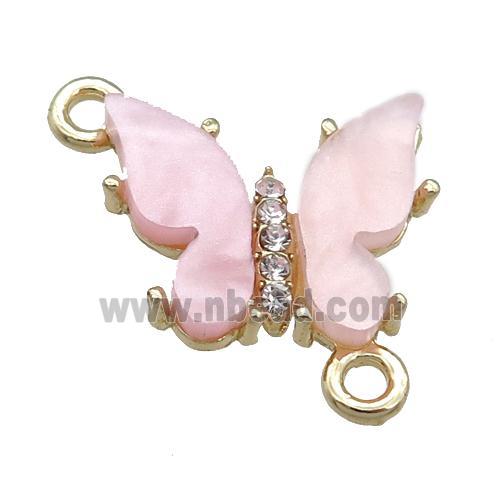 lt.pink Resin Butterfly Connector, gold plated