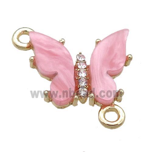 pink Resin Butterfly Connector, gold plated