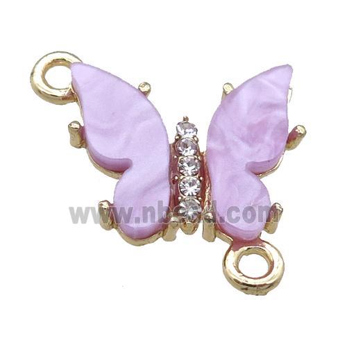 lavender Resin Butterfly Connector, gold plated