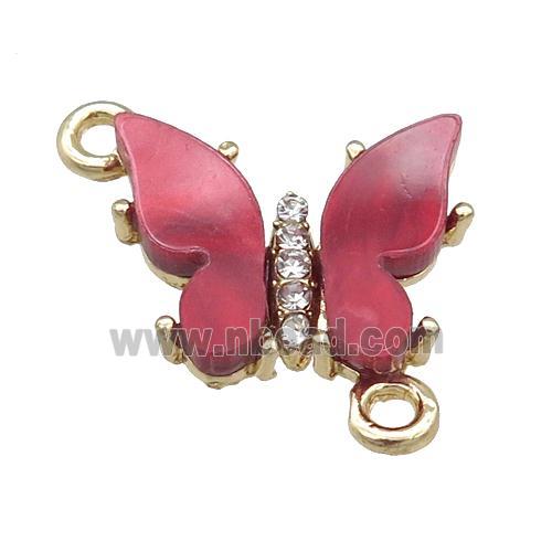 red Resin Butterfly Connector, gold plated