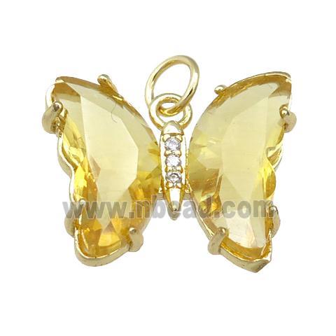 golden Crystal Glass Butterfly Pendant, gold plated