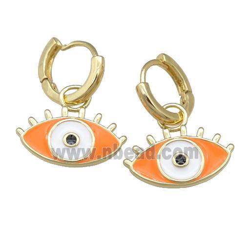 copper Hoop Earring with Enamel Eye, gold plated