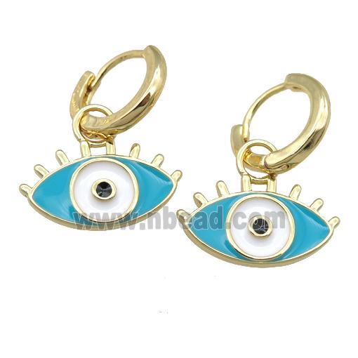 copper Hoop Earring with Enamel Eye, gold plated