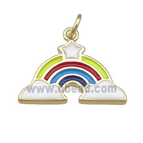 copper Rainbow charm pendant, enamel, gold plated