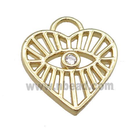 copper heart pendant pave zircon, gold plated