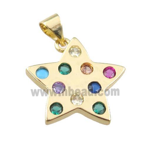 copper star pendant pave zircon, gold plated