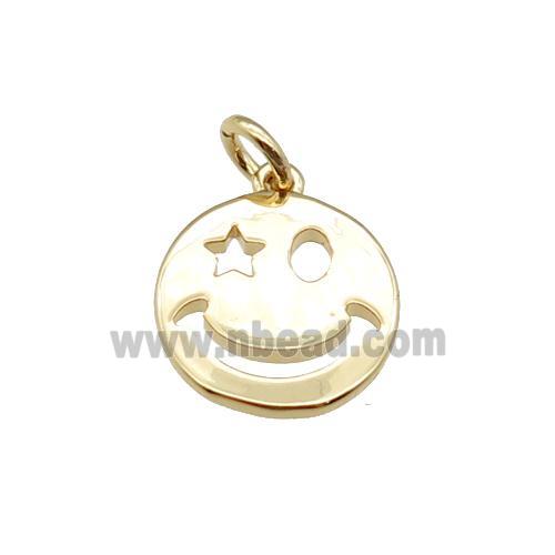 copper Emoji pendant, smileface, gold plated