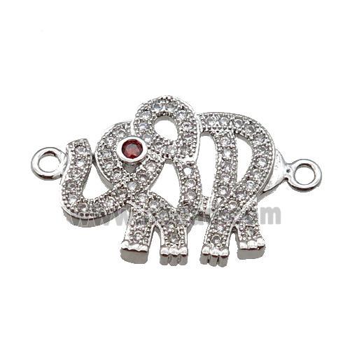 copper elephant connector pave zircon, platinum plated