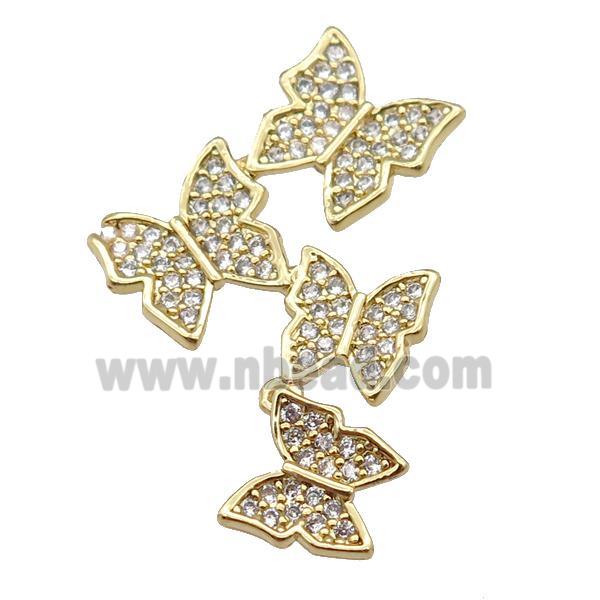 copper butterfly pendant pave zircon, gold plated