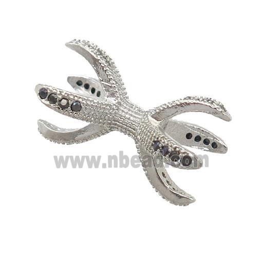 Copper Beads Holder Pave Zircon Platinum Plated