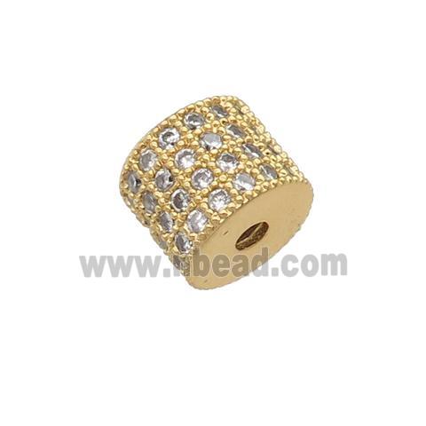 copper tube beads pave zircon, gold plated