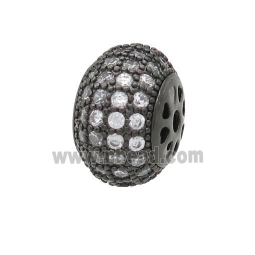 copper rondelle beads pave zircon, black plated