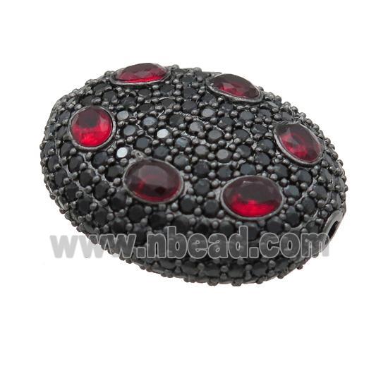 copper oval beads pave red zircon, black plated