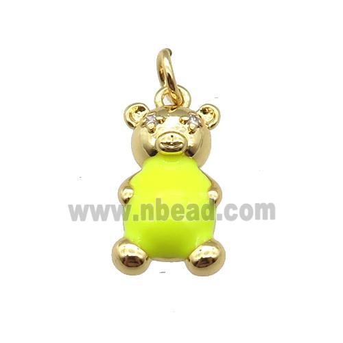 copper Bear pendant with yellow enamel, gold plated